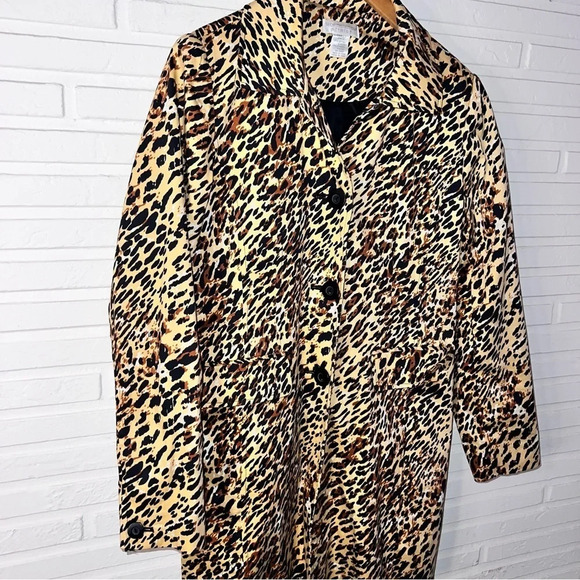 Worthington Brown Leopard Print Cotton Trench Overcoat , Women’s Size Small - Picture 9 of 9